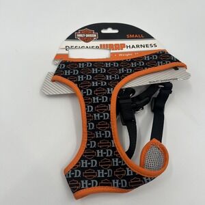 Harley-Davidson B&S Logo Dog Harness, Breathable Mesh Black Polyester Small